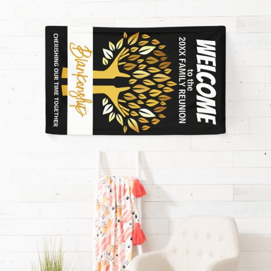 Familie reünie handen boom bladeren op maat spandoek (Insitu)