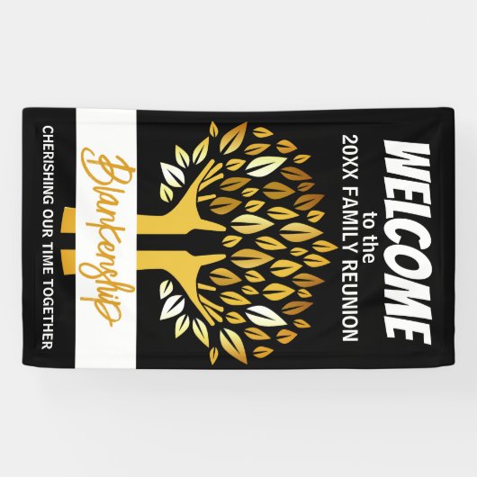 Familie reünie handen boom bladeren op maat spandoek (Horizontaal)