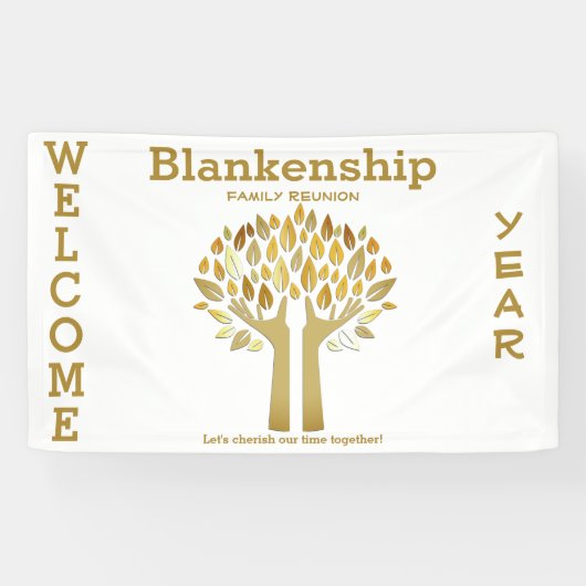 Familie reünie Hands Up Tree biedt aangepaste bann Spandoek (Horizontaal)