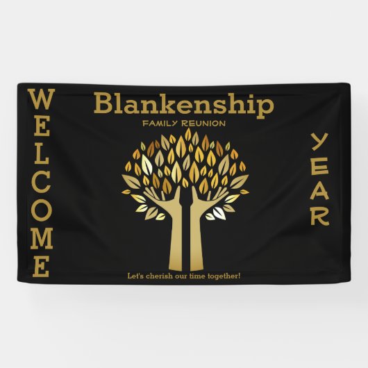 Familie reünie Hands Up Tree biedt aangepaste bann Spandoek (Horizontaal)