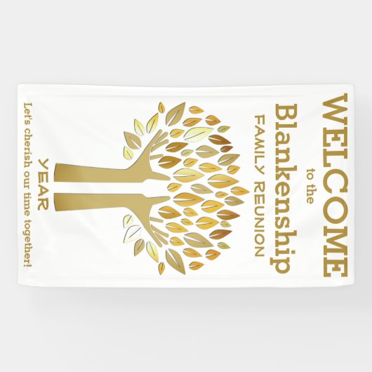 Familie reünie Hands Up Tree biedt aangepaste Spandoek (Horizontaal)