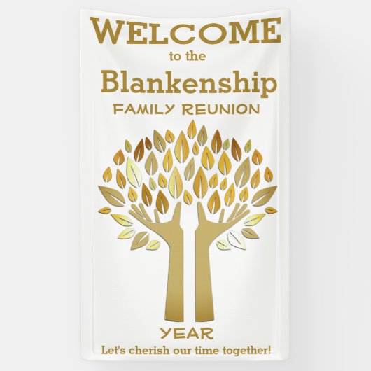 Familie reünie Hands Up Tree biedt aangepaste Spandoek (Verticaal)