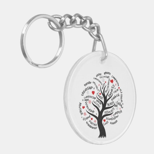 Familie reünie hart boom zwart silohette sleutelha sleutelhanger (Voorkant Links)