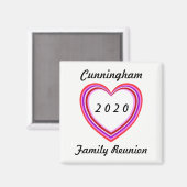 Familie Reünie Hart Ontwerp SQ Dated Keepsake Gift Magneet (Voorkant / Achterkant)