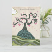 Familie reünie Heart Tree Modern Vector nodigt uit Kaart (Staand voorkant)