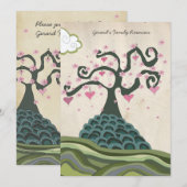 Familie reünie Heart Tree Modern Vector nodigt uit Kaart (Voorkant / Achterkant)