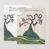 Familie reünie Heart Tree Modern Vector nodigt uit Kaart (Voorkant / Achterkant)