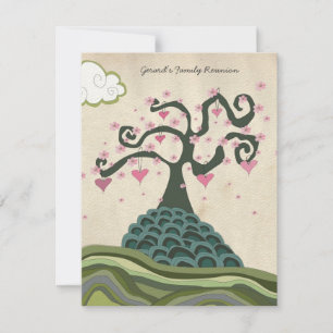 Familie reünie Heart Tree Modern Vector nodigt uit Kaart