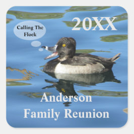 Familie Reünie Humoristische Duck Evenement Aankon Vierkante Sticker