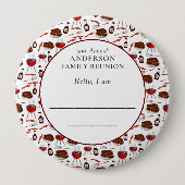 Familie Reünie Introductie Barbecue Patroon Ronde Button 4,0 Cm (Voorkant)