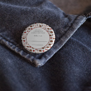 Familie Reünie Introductie Barbecue Patroon Ronde Button 4,0 Cm