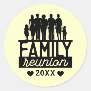 Familie reünie Jaar Silhouette Ronde Sticker