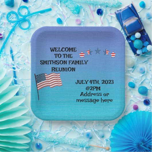 Familie Reünie Juli 4th thema Feest Papieren Bordje (Feest)