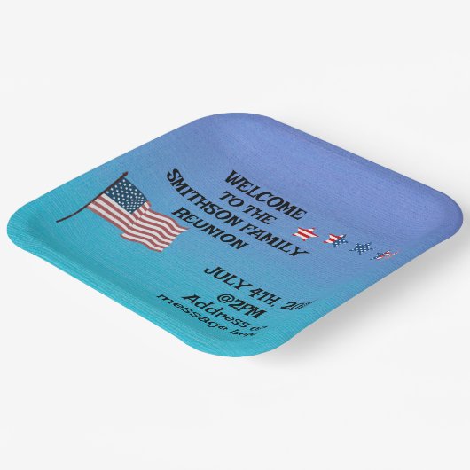 Familie Reünie Juli 4th thema Feest Papieren Bordje (Gebogen)