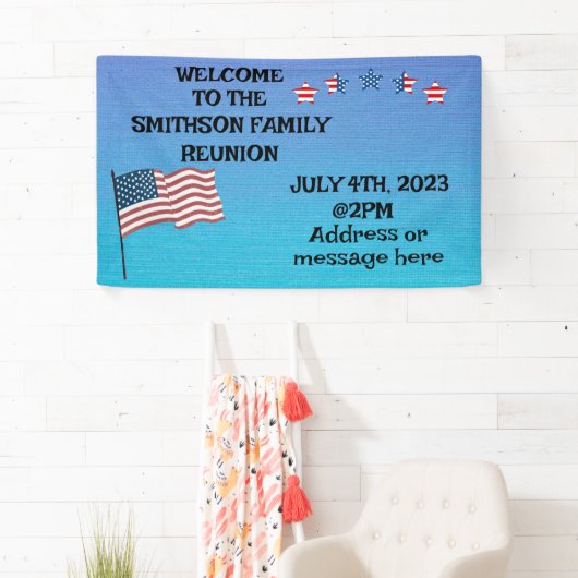 Familie Reünie Juli 4th thema Feest Spandoek (Insitu)