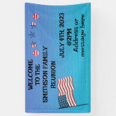 Familie Reünie Juli 4th thema Feest Spandoek (Verticaal)