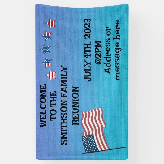 Familie Reünie Juli 4th thema Feest Spandoek (Verticaal)