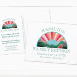 Familie reünie kamp save the date briefkaart<br><div class="desc">Met een kleurrijk berglandschapsontwerp is dit sparen de datum perfect voor je volgende familiehereniging. De details kunnen worden aangepast met behulp van de aanpassingsfunctie.</div>