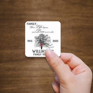 Familie Reünie Keepsake Tree Life Quote Vierkante Sticker