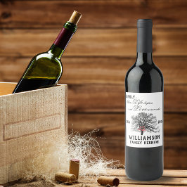 Familie Reünie Keepsake Tree Life Quote Wijn Etiket