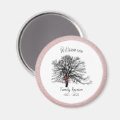 Familie Reünie Keepsake Tree | Roos gouden glitter Magneet (Voorkant / Achterkant)