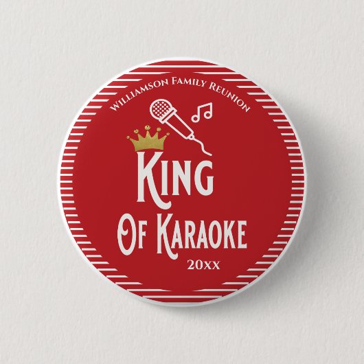 Familie reünie Koning van Karaoke Zingen Ronde Button 5,7 Cm (Voorkant)