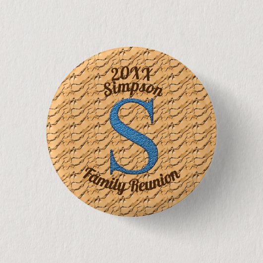 Familie reünie Large Blue Letter S Monogram Ronde Button 3,2 Cm (Voorkant)