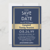 Familie Reünie Modern Elegant Marine Blauw Goud Wi Save The Date (Voorkant)