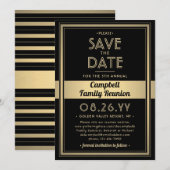Familie Reünie Modern Elegant Zwart en Goud Party Save The Date (Voorkant / Achterkant)