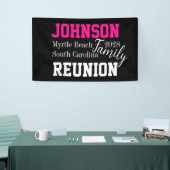 Familie Reünie Modern Hot Pink Party Spandoek (Beurs)