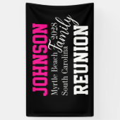 Familie Reünie Modern Hot Pink Party Spandoek (Verticaal)