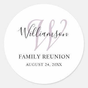 Familie Reünie Monogram Eenvoudig Ronde Sticker