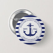 Familie Reünie Monogrammed Naam Nautisch Anker Ronde Button 5,7 Cm (Voorkant /achterkant)