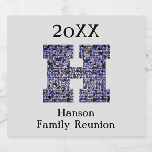 Familie reünie Mosaic Letter H Achternaam Monogram Bier Etiket (Enkel label)