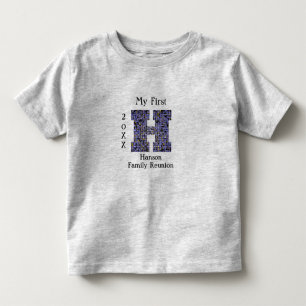 Familie reünie Mosaic Letter H Achternaam Monogram Kinder Shirts