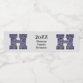 Familie reünie Mosaic Letter H Achternaam Monogram Waterfles Etiket (Enkel label)