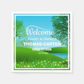 Familie Reünie Natuur Scène Lake Custom Servet (Voorkant)