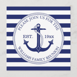 Familie Reünie Nautisch Anker Blauwe Strepen Kaart