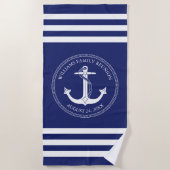 Familie Reünie Nautisch Wit Anker Monogram Strandlaken (Voorkant)