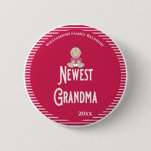 Familie Reünie Nieuwste Oma Het Is Een Meisje! Ronde Button 5,7 Cm