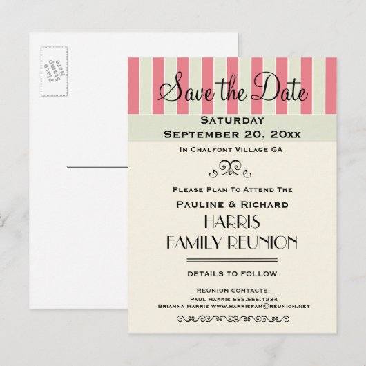 Familie Reünie of Feest Crème Roos Save the Date Aankondigingskaart (Voorkant / Achterkant)