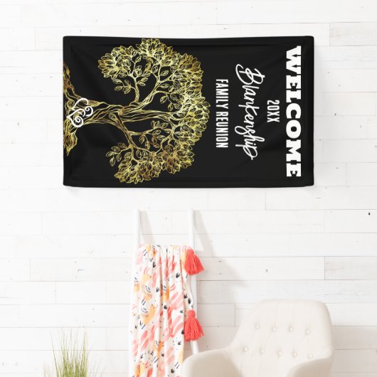 Familie Reünie Oude Gouden Boom Kunst Custom Spandoek (Insitu)