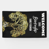 Familie Reünie Oude Gouden Boom Kunst Custom Spandoek (Horizontaal)