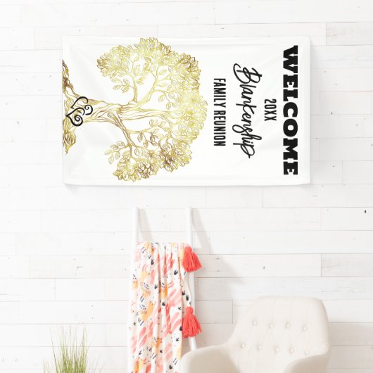 Familie Reünie Oude Gouden Boom Kunst Custom Spandoek (Insitu)