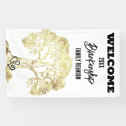 Familie Reünie Oude Gouden Boom Kunst Custom Spandoek (Horizontaal)