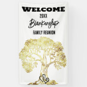 Familie Reünie Oude Gouden Boom Kunst Custom Spandoek (Verticaal)