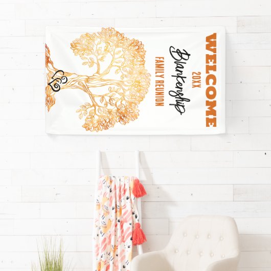 Familie Reünie Oude Sinaasappel Tree Art Custom Spandoek (Insitu)