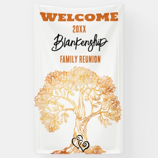 Familie Reünie Oude Sinaasappel Tree Art Custom Spandoek (Verticaal)