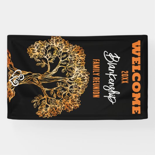 Familie Reünie Oude Sinaasappel Tree Art Custom Spandoek (Horizontaal)