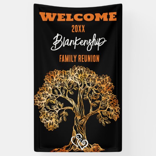 Familie Reünie Oude Sinaasappel Tree Art Custom Spandoek (Verticaal)